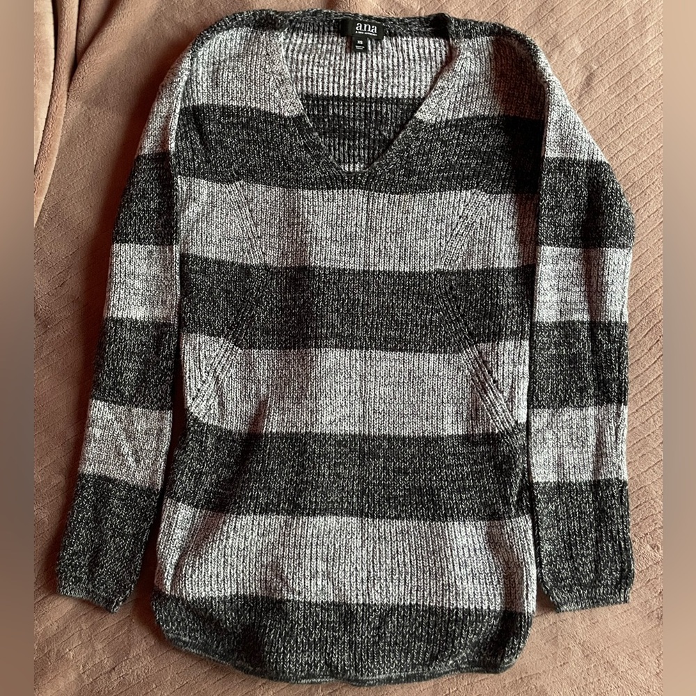 a.n.a Black and Gray V-Neck Sweater